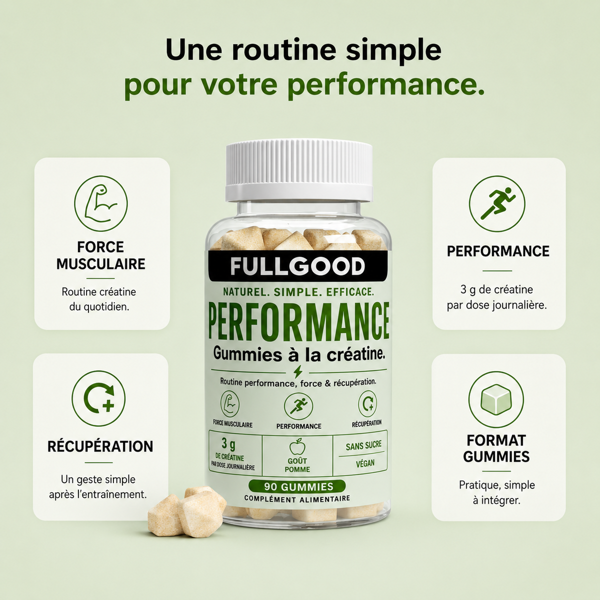 PERFORMANCE — Gummies Créatine Monohydrate  GOUT POMME