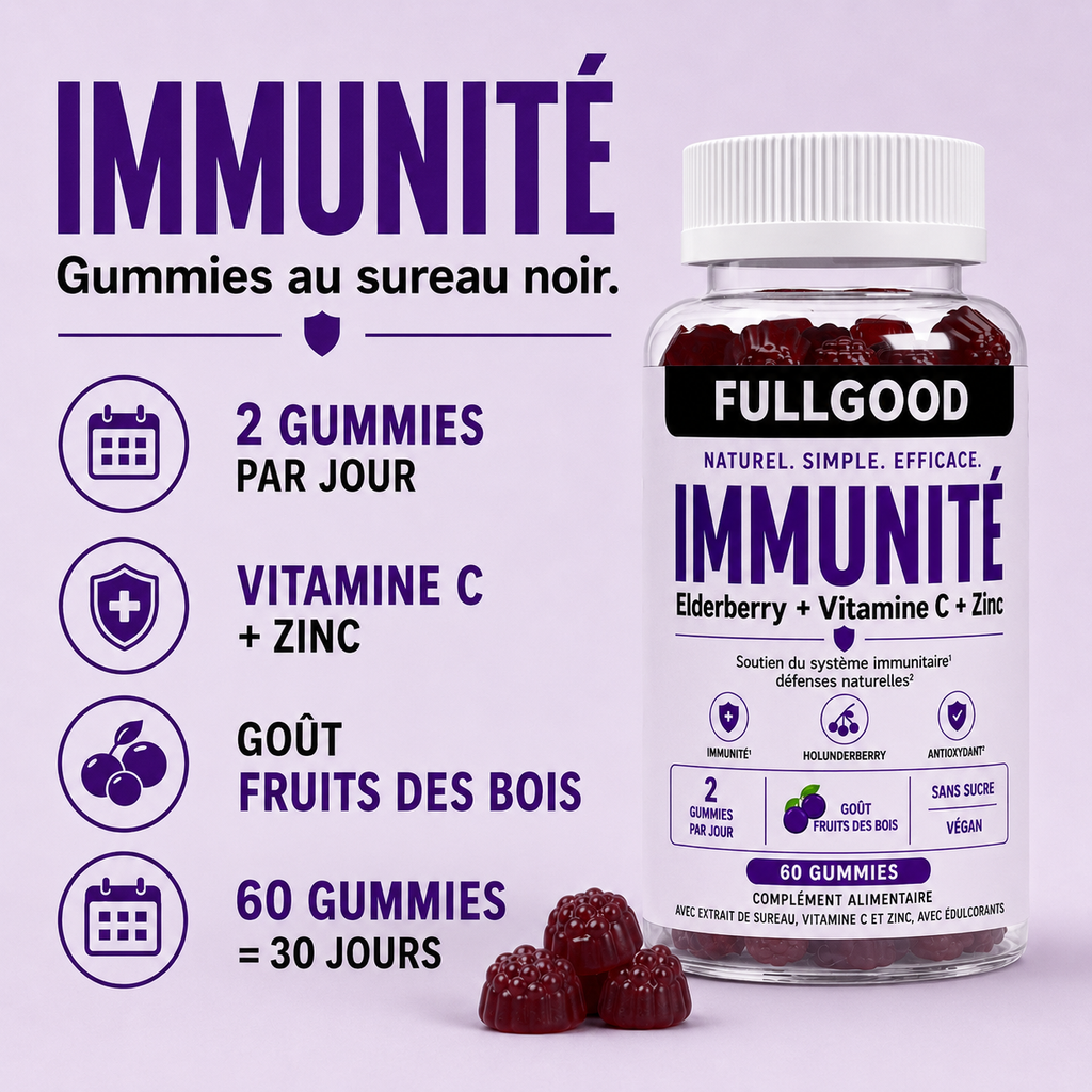IMMUNITÉ — Gummies Sureau Noir + Vitamine C + Zinc