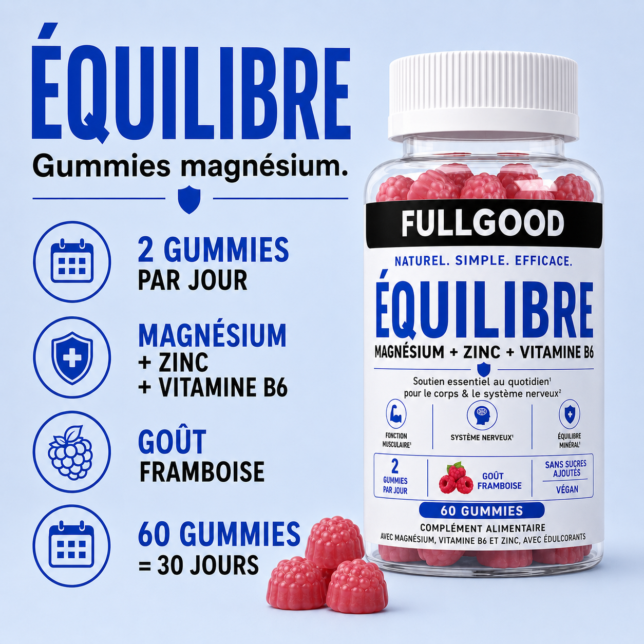 ÉQUILIBRE — Gummies Magnésium + Zinc + Vitamine B6