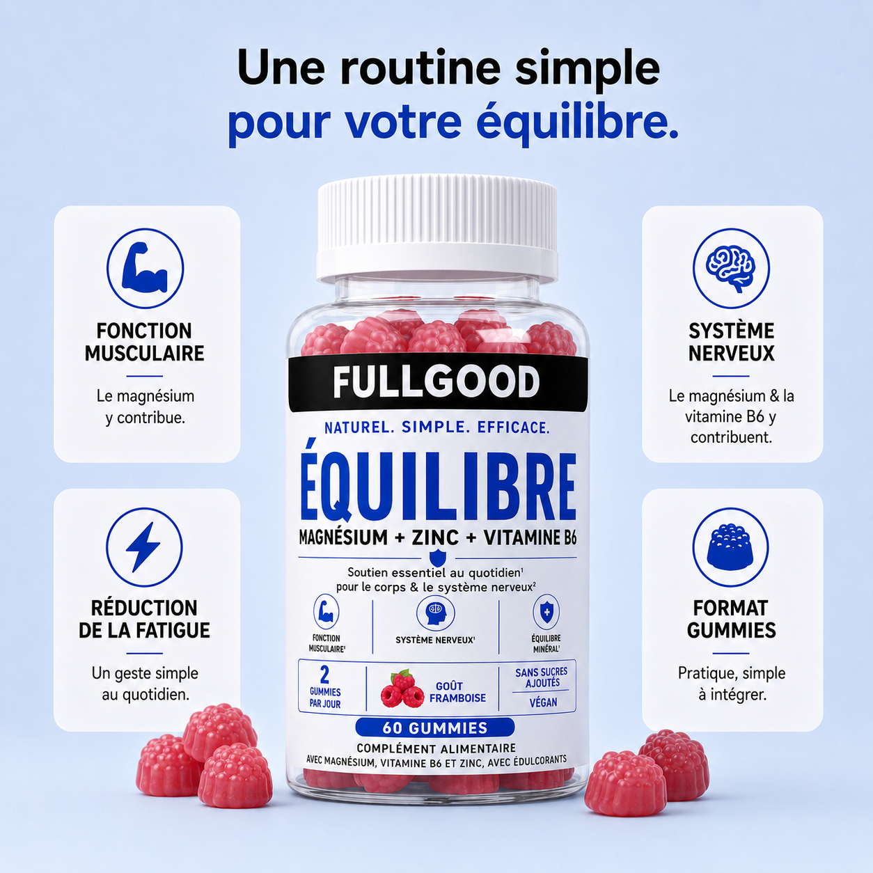 ÉQUILIBRE — Gummies Magnésium + Zinc + Vitamine B6