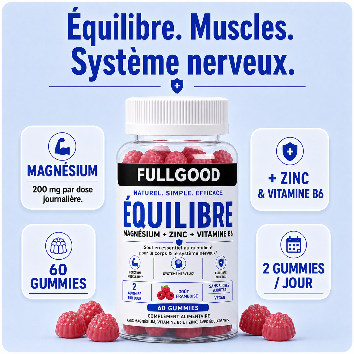 ÉQUILIBRE — Gummies Magnésium + Zinc + Vitamine B6