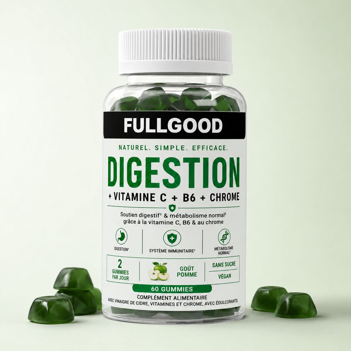 DIGESTION — Gummies Vinaigre de Cidre + Vitamine C + B6 + Chrome