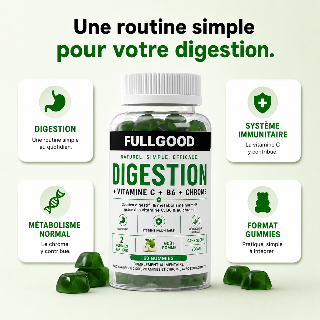DIGESTION — Gummies Vinaigre de Cidre + Vitamine C + B6 + Chrome